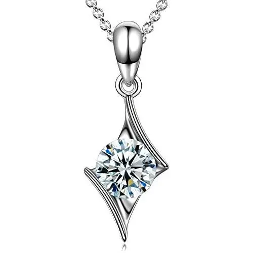 925 Sterling Silver Necklace Clavicle Necklace with Zirconia Solitaire Pendant Necklace for Women Girls Jewelry Gift 925 Sterling Silver Necklace Clavicle Necklace with Zirconia Solitaire Pendant Necklace for Women Girls Jewelry Gift