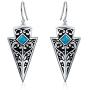 Blue Bead Arrowhead Dangle Earrings For Women For Teen Oxidized 925 Sterling Silver