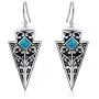 Blue Bead Arrowhead Dangle Earrings For Women For Teen Oxidized 925 Sterling Silver Blue Bead Arrowhead Dangle Earrings For Women For Teen Oxidized 925 Sterling Silver