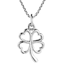 AeraVida Charmed Four Heart Leaf Clover Sterling Silver Necklace