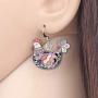 NEWEI Enamel Alloy Hen Chicken Earrings stud Dangle Unique Cut Fashion Animal Jewelry For Women Girls Gift Charms