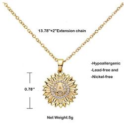 MOROTOLE Sunflower Necklace Initial Sunflower Necklaces for Women Girls, 18K Gold Plated CZ Letter Sunflower Pendant Necklace Jewelry Gifts Dainty You are My Sunshine Necklace