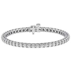 La4ve Diamonds 1.00 Carat Real Diamond Circle Link Tennis Bracelet (J, I3) Rhodium Plated Over Sterling Silver Illusion Set Miracle Plate Wedding Fashion Jewelry (White, Yellow, Rose Gold Tone)