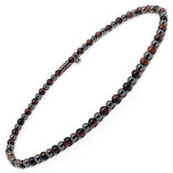 Accents Kingdom Red Tigers Eye Bead Hematite Classic Magnetic Necklace
