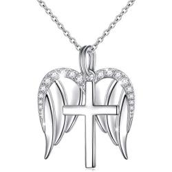 925 Sterling Silver God in My Heart Faith Hope Love Cross Pendant Necklace for Women Girlfriend Daughter Mother