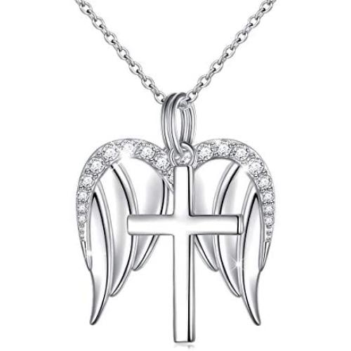 925 Sterling Silver God in My Heart Faith Hope Love Cross Pendant Necklace for Women Girlfriend Daughter Mother