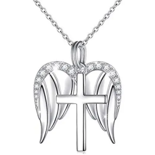 925 Sterling Silver God in My Heart Faith Hope Love Cross Pendant Necklace for Women Girlfriend Daughter Mother