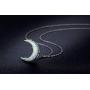PRAYMOS S925 Sterling Silver Moon Necklace Synthetic Opal Necklace Women Dainty Necklace
