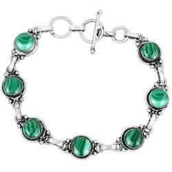 Malachite Bracelet 925 Silver Overlay Handmade Boho Style Jewelry