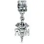 Nurse Nursing RN Registered Caduceus Cross Shape Dangle Charm Bead For Women Graduate Enamel .925 Sterling Silver Fits European Bracelet