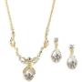 Mariell 14K Gold Plated Vintage Crystal Necklace & Earrings Jewelry Set for Prom, Bridal and Bridesmaids