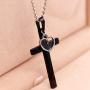Uloveido Stainless Steel Plain Cross Pendant Necklace with Mustard Seeds Heart Pendant for Men and Women Y633
