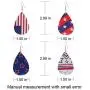 7-12 Pairs American Flag Leather tear drop Earrings for Women Faux Teardrop Earrings Patriotic USA Statement Lightweight Earrings Set for Girl Dangle Lightweight Earrings as Jewelry Gift