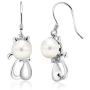 Gem Stone King Beautifully 7mm Cultured Freshwater Pearl 925 Sterling Silver Kitty Earrings