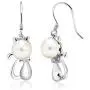 Gem Stone King Beautifully 7mm Cultured Freshwater Pearl 925 Sterling Silver Kitty Earrings