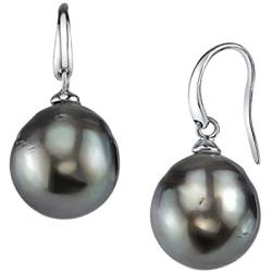 THE PEARL SOURCE 8-9mm Genuine Baroque Black Tahitian South Sea Cultured Pearl Rosalind Earrings for Women