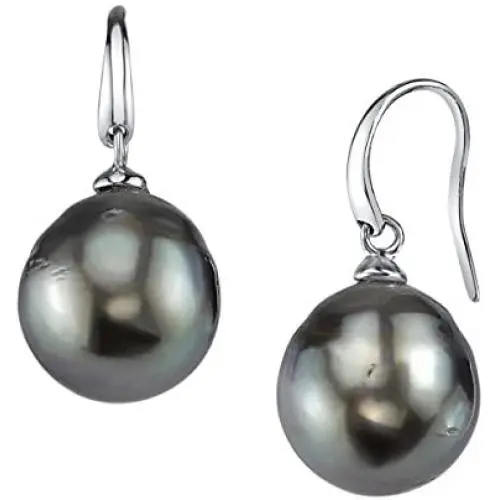 THE PEARL SOURCE 8-9mm Genuine Baroque Black Tahitian South Sea Cultured Pearl Rosalind Earrings for Women THE PEARL SOURCE 8-9mm Genuine Baroque Black Tahitian South Sea Cultured Pearl Rosalind Earrings for Women