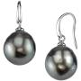 THE PEARL SOURCE 8-9mm Genuine Baroque Black Tahitian South Sea Cultured Pearl Rosalind Earrings for Women