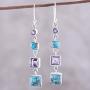 NOVICA Multi-Gem Amethyst .925 Sterling Silver Dangle Earrings, Tantalizing Tiers