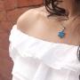 FANCIME Hanukkah Gifts Sterling Silver Created Blue Opal Star Necklace/Dangle Earrings/Bracelet Charm Danity Fine Jewelry for Women