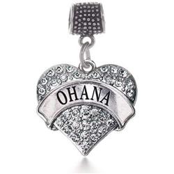 Inspired Silver - Silver Pave Heart Charm for Bracelet with Cubic Zirconia Jewelry