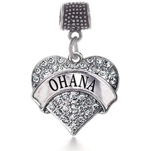 Inspired Silver - Silver Pave Heart Charm for Bracelet with Cubic Zirconia Jewelry