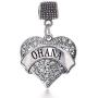 Inspired Silver - Silver Pave Heart Charm for Bracelet with Cubic Zirconia Jewelry