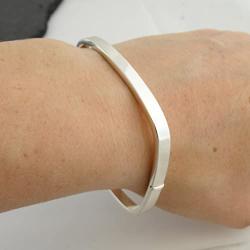 FashionJunkie4Life Sterling Silver Square Bangle Bracelet