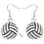 MANZHEN Silver Clear Crystal Volleyball Dangle Earrings Fashion Sports Ball Earring Jewelry