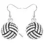 MANZHEN Silver Clear Crystal Volleyball Dangle Earrings Fashion Sports Ball Earring Jewelry