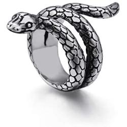 Nanafast Vintage Snake Ring Stainless Steel Snake Finger Ring Personalized Punk Animal Snake Jewelry for Women Men Size 7-12