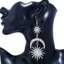 KaFu Exaggerated Luxury Sun Moon Stars Drop Earrings Rhinestone Punk Earrings for Women Jewelry Golden Boho Vintage Statement Earrings