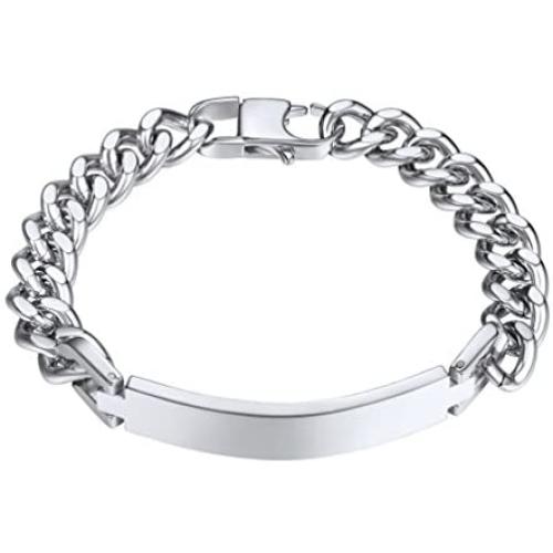 PROSTEEL Custom Bracelet for Men Women, Name Date Initial Quote Engraving Personalized Bracelets, Stainless Steel ID Bracelets, Come Gift Box