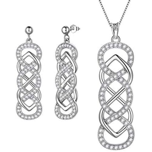 Aurora Tears 925 Sterling Silver Cletic Knot Bar Jewelry Women Irish Celtic Knot Pendant Earring Good Luck Protective Jewelry