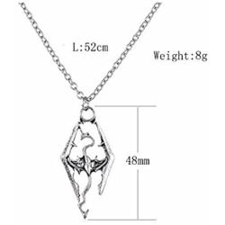 The Elder Scrolls SKYRIM Dragon Silvertone PENDANT/Necklace