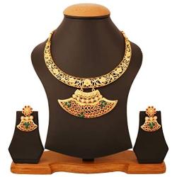 Touchstone Indian Bollywood Handcrafted Traditional Royal Mughal Kundan Polki Meenakari Enamel Colorful Wedding Designer Jewelry Long Necklace Set in Gold and Silver Tone for Women.