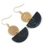 Circle Dangle Earrings Geometric Half Round Disc Coin Natural Stone Turquoise Marble Statement Drop Earrings Hook Ear for Women Girls Jewelry