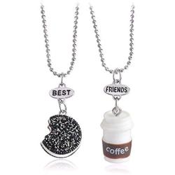 YINLIN Cute 2Pcs Best Friend Cookie and Milk Coffee Cup Oreo Pendant Friendship Necklace