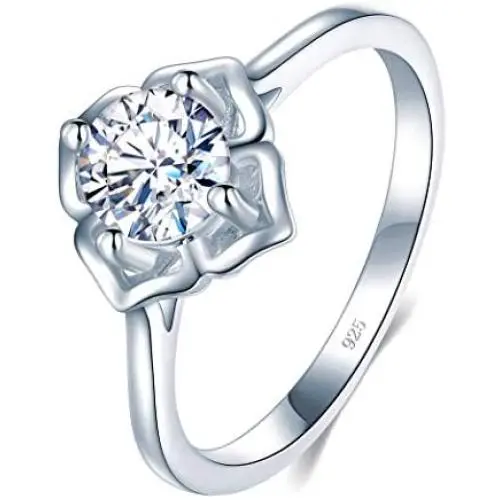 BORUO 925 Sterling Silver Ring, Cubic Zirconia CZ Eternity Engagement Wedding Band Ring Size 4 to 12 BORUO 925 Sterling Silver Ring, Cubic Zirconia CZ Eternity Engagement Wedding Band Ring Size 4 to 12