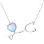 925 Sterling Silver Doctor Nurse Stethoscope Chain Inspired Thoughtful Necklace Created Opal Heart Jewelry Gift for Nursing School Women Girls