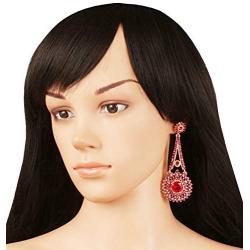 Touchstone Indian Bollywood paisley Rhinestone designer bridal jewelry earrings for women in antique gold tone
