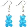 Twinkling Gummy Bear Earrings Necklace Set Multicolor Cartoon Resin Bears Bib Tassel Pendant Necklace Jewelry for Women Girls