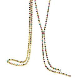 NEOGLORY 14k Gold Plated Multicolor Rhinestone Long Chain Y Necklace Fashion Jewelry 28'' Valentines Day Gift