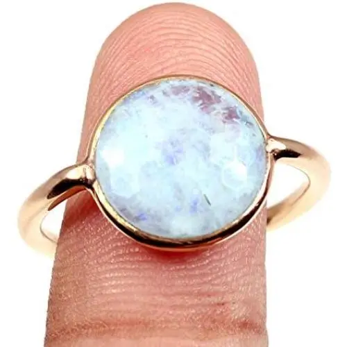Moonstone 18k Rose Gold Clad Wholesale Gemstone Round Ring (11) Moonstone 18k Rose Gold Clad Wholesale Gemstone Round Ring (11)
