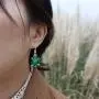RareLove Cute Christmas Happy Turtle Tortise with Santa Hat Ring Bell Piercing Dangle Earrings Silver Plated Alloy Holiday Jewelry For Women Girls