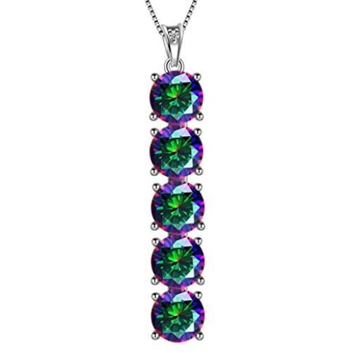 Aurora Tears 925 Sterling Silver Women Mystic Rainbow Topaz Jewelry Crystal Fire Topaz Necklace Earrings Sets Fashion Statement Jewellery