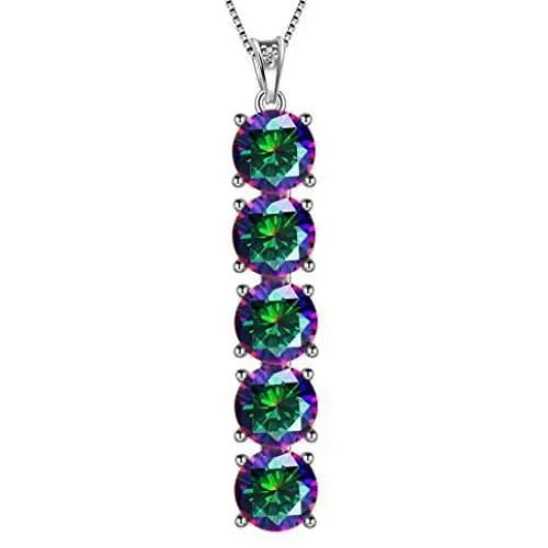 Aurora Tears 925 Sterling Silver Women Mystic Rainbow Topaz Jewelry Crystal Fire Topaz Necklace Earrings Sets Fashion Statement Jewellery