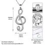 Heart Music Note Treble Clef and Bass Clef Necklace for Women Girls 925 Sterling Silver/Black/18K Gold Plated Music Lovers Necklace Music Symbol Jewelry for Mom