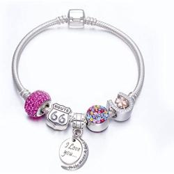 Sambaah 925 Sterling Silver Love Charm I Love You to The Moon and Back Pendant Fit Pandora Bracelets