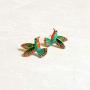 Exquisite Punk Enamelled Hummingbird Bird Crystal Rhinestone Stud Post Earrings For Women Girls